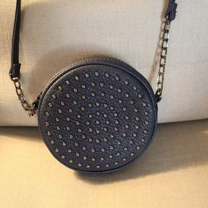 Neiman Marcus Round Navy Leather Handbag
